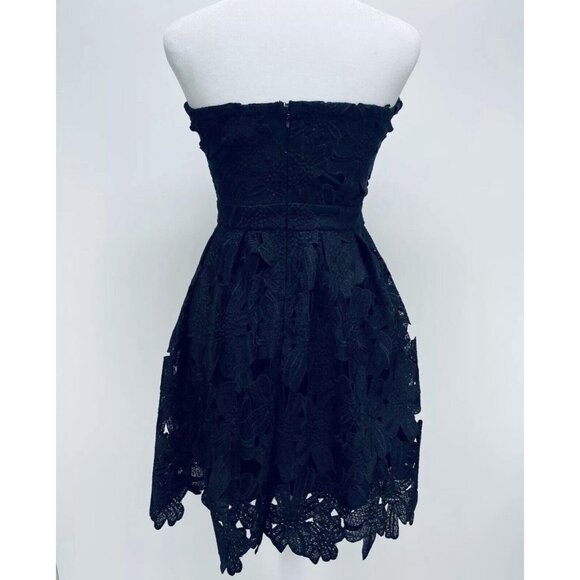 Sans Souci Women's Floral Lace Mini Dress Size Small Black Strapless New - Picture 11 of 11